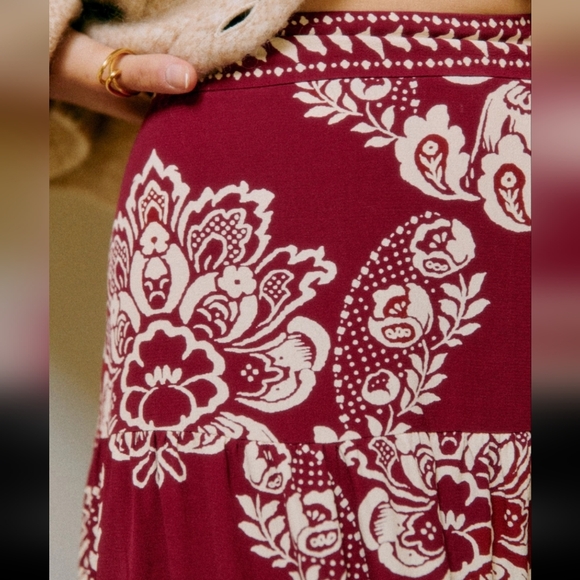 Sezane Tammy Red and White Midi Skirt - Picture 3 of 5